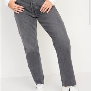 High rise grey old navy straight leg crop jean